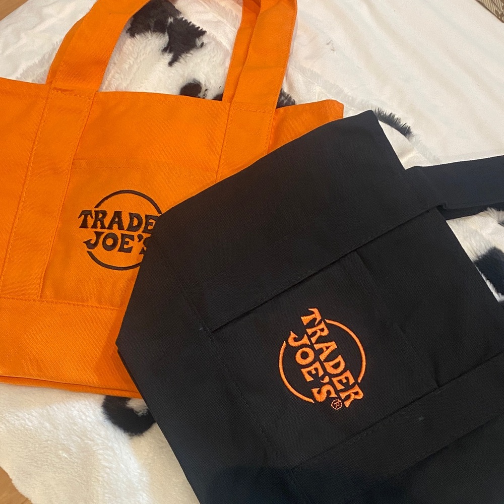 Trader Joe's Orange and Black Tote Bags